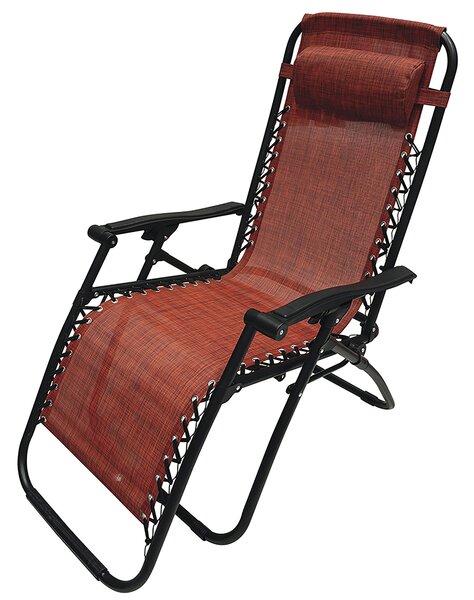 Sedia Sdraio Reclinabile e Richiudibile Rio 65x90x108 cm con Poggiatesta in Poliestere con Struttura in Acciaio Rosso Mélange