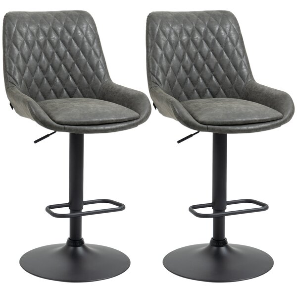 HOMCOM Sgabello da bar Sgabello da cucina Sgabello di design, regolabile in altezza, con poggiapiedi, 51 cm x 59 cm x 117 cm, Grigio scuro + Nero | Aosom Italy