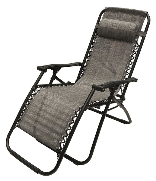 Sedia Sdraio Reclinabile e Richiudibile Rio 65x90x108 cm con Poggiatesta in Poliestere con Struttura in Acciaio Nero Mélange