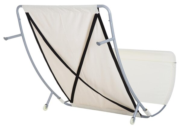 Lettino Prendisole Matrimoniale da Giardino 200x170x138 cm Crema