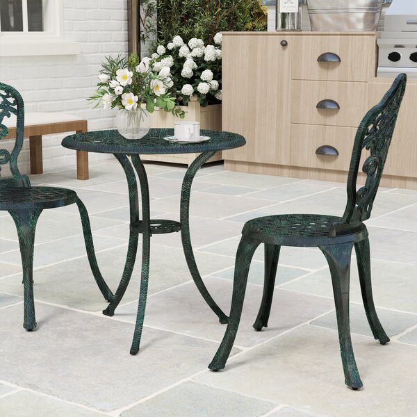 Outsunny Set bistrò per giardino in alluminio salotto da giardino 3 pezzi 2 sedie + tavolo rotondo effetto ferro battuto | Aosom Italy