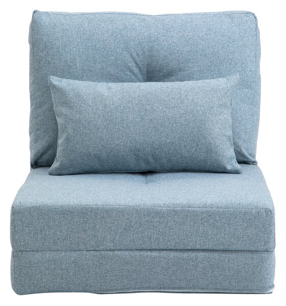 HOMCOM Poltrona da pavimento Materasso pieghevole Materassino, design 2-in-1, cuscino rimovibile, 60 x 80 x 56 cm, Celeste | Aosom Italy