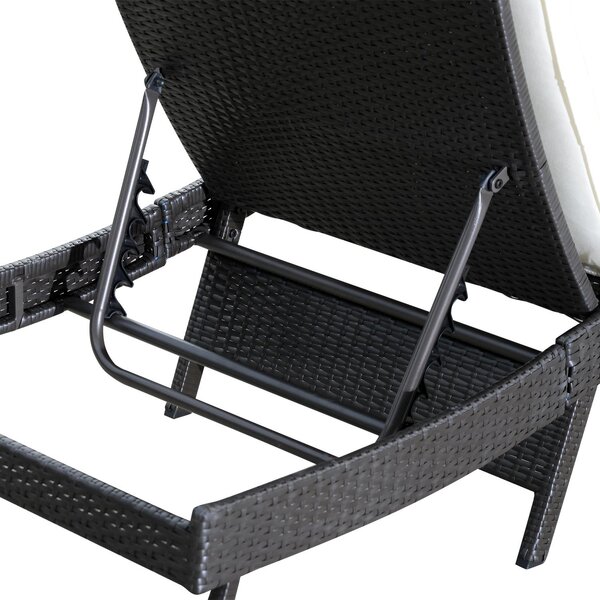 Lettino Chaise Longue da Giardino in Rattan Sintetico con Cuscino Caffè Scuro