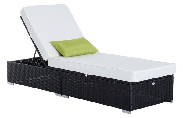 Lettino Prendisole da Giardino di Lusso in Rattan Sintetico e Alluminio Nero
