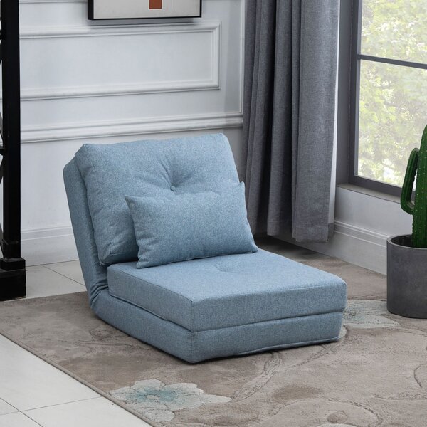 HOMCOM Poltrona da pavimento Materasso pieghevole Materassino, design 2-in-1, cuscino rimovibile, 60 x 80 x 56 cm, Celeste | Aosom Italy