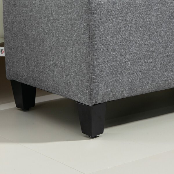 HOMCOM Panca, panca imbottita con contenitore, poliestere effetto lino, legno di caucciù, 100 x 40 x 44 cm, Grigio chiaro | Aosom Italy