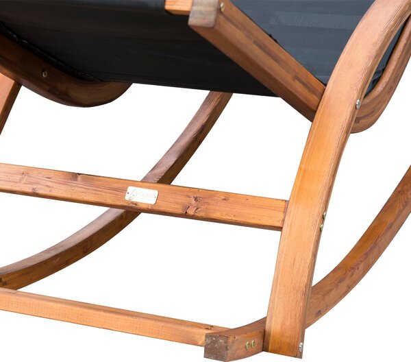 Lettino Prendisole a Dondolo in Legno Nero