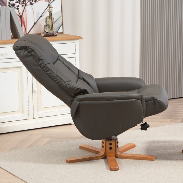 HOMCOM Poltrona relax con poggiapiedi, schienale regolabile, seduta reclinabile, imbottita, rivestimento sintetico, grigio | Aosom Italy