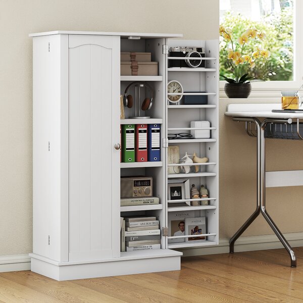 HOMCOM Armadio cucina Dispensa 2 ante con 5 ripiani e 12 portaspezie - 60 x 30 x 104 cm - bianco | Aosom Italy