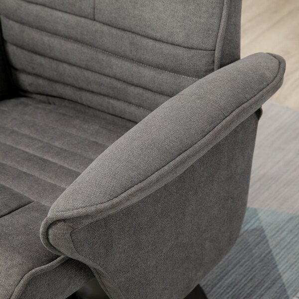 HOMCOM Poltrona relax con pouf, schienale regolabile, 69 cm x 71 cm x 104 cm, grigio scuro + nero | Aosom Italy