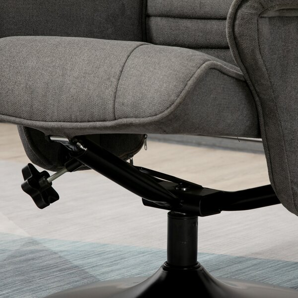 HOMCOM Poltrona relax con pouf, schienale regolabile, 69 cm x 71 cm x 104 cm, grigio scuro + nero | Aosom Italy