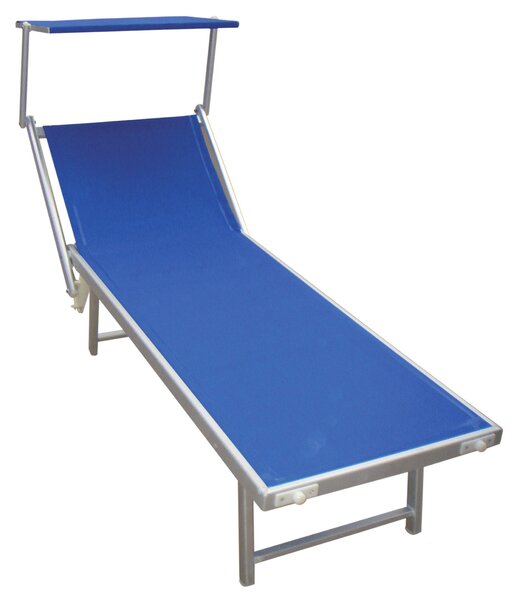 Lettino Prendisole da Giardino in Alluminio con Tettuccio Morel Blu