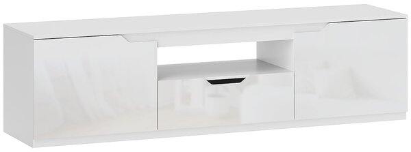 HOMCOM Lowboard TV, finitura lucida, per TV fino a 165,1 cm, 3 scomparti, cassetto, 160 x 38 x 43 cm, Bianco | Aosom Italy