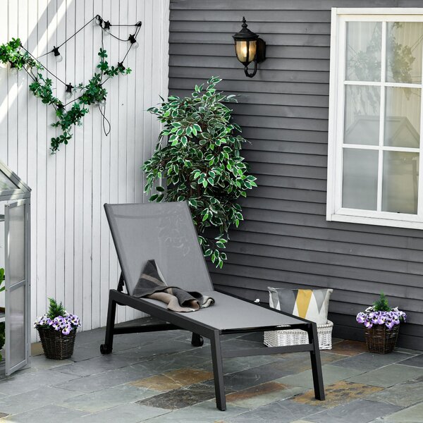 Lettino Prendisole da Giardino 169x65x102 cm UV Nero e Grigio