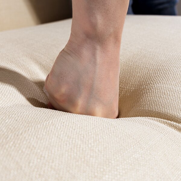 HOMCOM Divano 2 posti, schienale capitonné, gambe in legno, imbottitura spessa, effetto lino, per spazi ridotti, beige | Aosom Italy