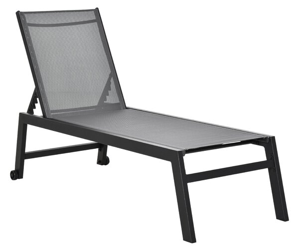 Lettino Prendisole da Giardino 169x65x102 cm UV Nero e Grigio