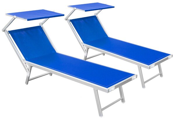 Set 2 Lettini Prendisole da Giardino in Alluminio Vandi Blu