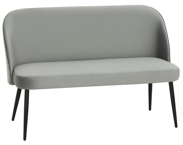 HOMCOM Divano 2 posti, divano imbottito moderno con struttura in metallo e legno, tessuto dall'aspetto vellutato, Grigio | Aosom Italy