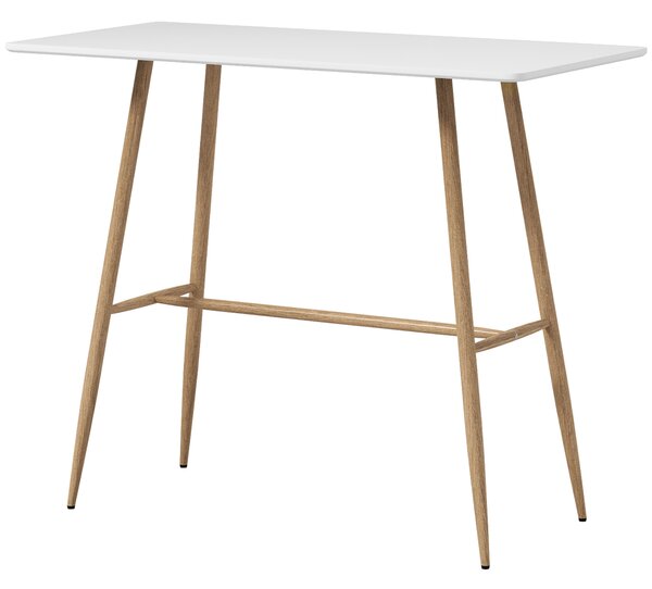 HOMCOM Tavolo alto rettangolare per 4 persone con gambe in acciaio effetto legno, facile da montare, 120 x 60 x 98 cm Bianco | Aosom Italy