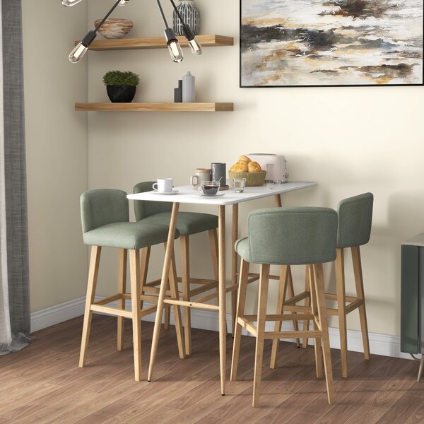 HOMCOM Tavolo alto rettangolare per 4 persone con gambe in acciaio effetto legno, facile da montare, 120 x 60 x 98 cm Bianco | Aosom Italy