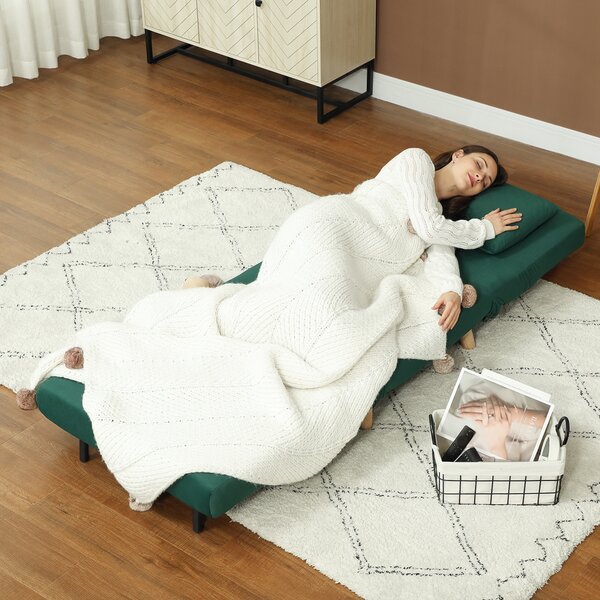 HOMCOM Poltrona pieghevole con funzione letto, poltrona relax pieghevole effetto velluto, schienale regolabile, portata fino a 120 kg, Verde scuro | Aosom Italy