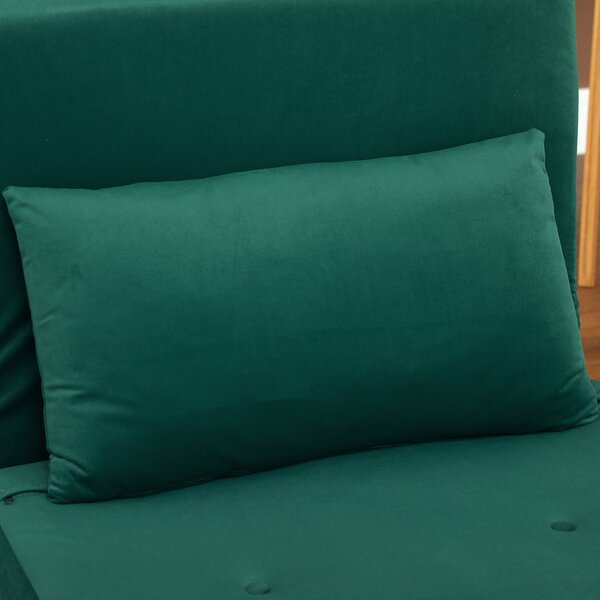 HOMCOM Poltrona pieghevole con funzione letto, poltrona relax pieghevole effetto velluto, schienale regolabile, portata fino a 120 kg, Verde scuro | Aosom Italy