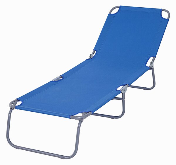 Lettino Prendisole Pieghevole da Giardino 180x55x24 cm in Metallo e Tessuto Oxford Blu