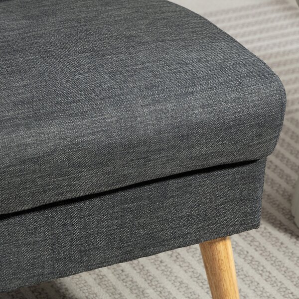 HOMCOM Divano 2 posti, schienale capitonné, gambe in legno, imbottitura spessa, effetto lino, per spazi piccoli, grigio | Aosom Italy