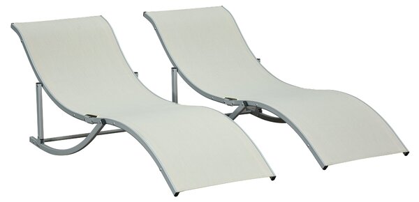 Set 2 Lettini Prendisole da Giardino 61x165x63 cm in Alluminio e Textilene Beige