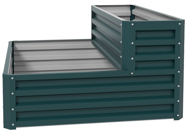 Outsunny Letto rialzato quadrato da giardino fondo aperto 2 livelli per erbe ortaggi frutta fiori 120 x 101 x 58 cm verde | Aosom Italy