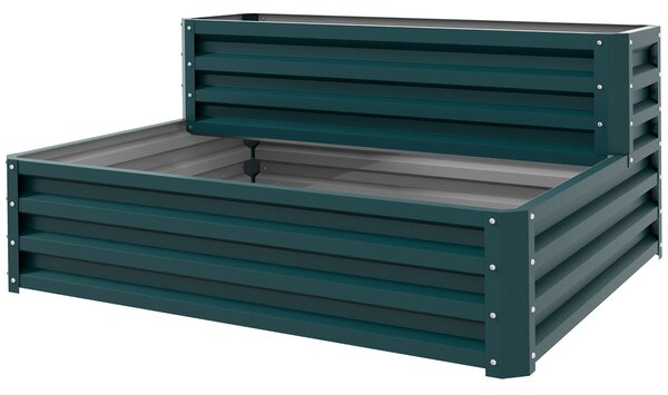 Outsunny Letto rialzato quadrato da giardino fondo aperto 2 livelli per erbe ortaggi frutta fiori 120 x 101 x 58 cm verde | Aosom Italy