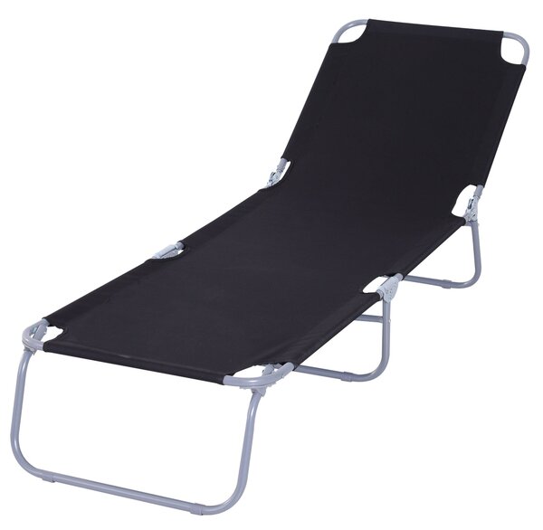 Lettino Prendisole Pieghevole da Giardino 180x55x24 cm in Metallo e Tessuto Oxford Nero