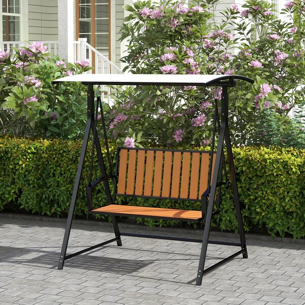 Outsunny Dondolo hollywoodiano con tettuccio regolabile, dondolo da giardino 2 posti 142 x 112 x 162 cm, Nero | Aosom Italy