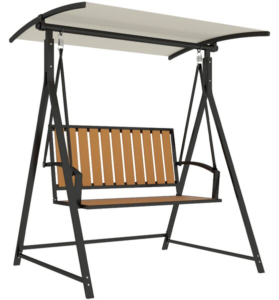 Outsunny Dondolo hollywoodiano con tettuccio regolabile, dondolo da giardino 2 posti 142 x 112 x 162 cm, Nero | Aosom Italy