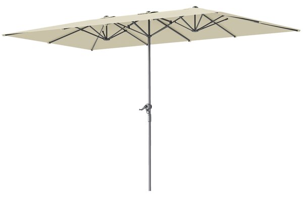 Outsunny Ombrellone a doppia faccia, 451 x 264 cm Ombrellone con sistema a manovella, 12 stecche metalliche, Asta in alluminio, Bianco crema | Aosom Italy