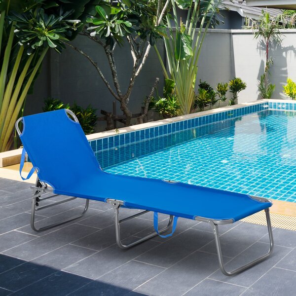 Lettino Prendisole Pieghevole da Giardino 58x139x35,5 cm in Acciaio e Tessuto Oxford Blu