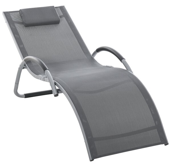 Lettino Prendisole da Giardino 160x60x65 cm in Alluminio Grigio