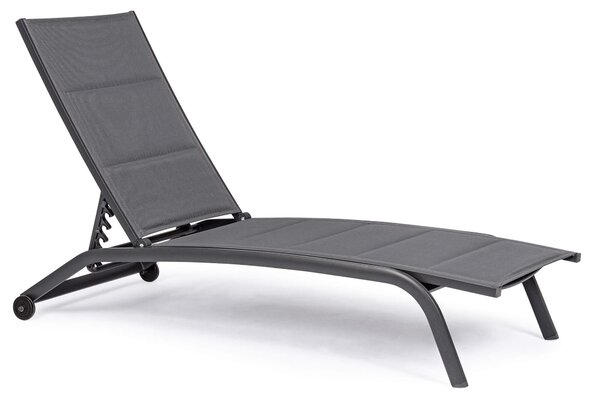 Lettino Prendisole da Giardino 61x192x96 cm con Ruote in Alluminio Antracite