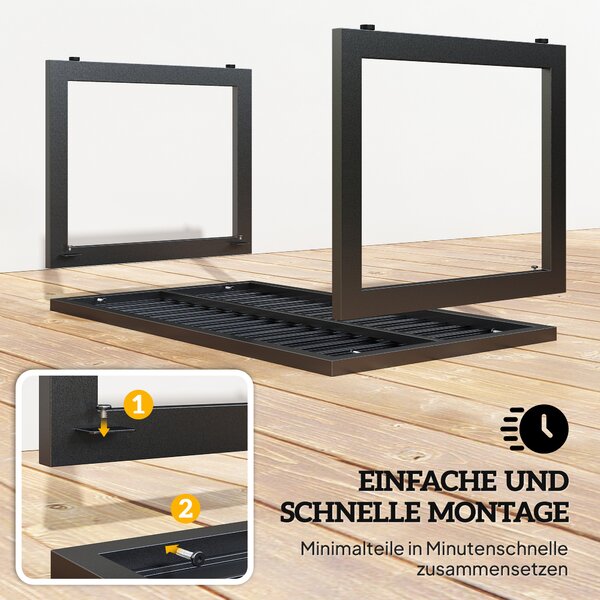 Outsunny Tavolino con design a stecche Tavolo da balcone in alluminio Tavolino da caffè resistente alle intemperie 90 x 50 x 42 cm Nero | Aosom Italy