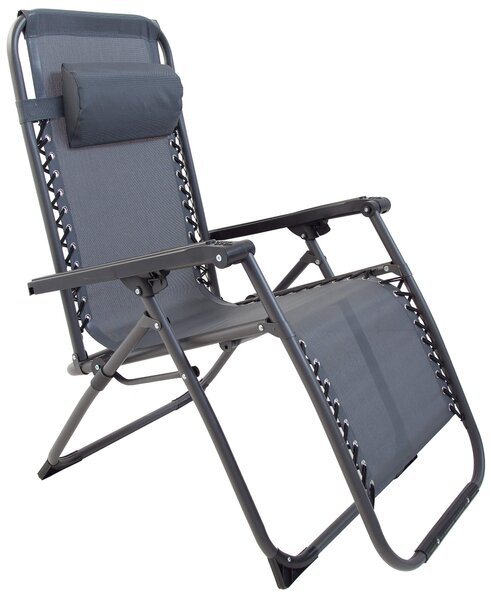 Sedia Sdraio Zero Gravity Reclinabile Pieghevole 188x65x110 cm in Acciaio e Textilene Grigia
