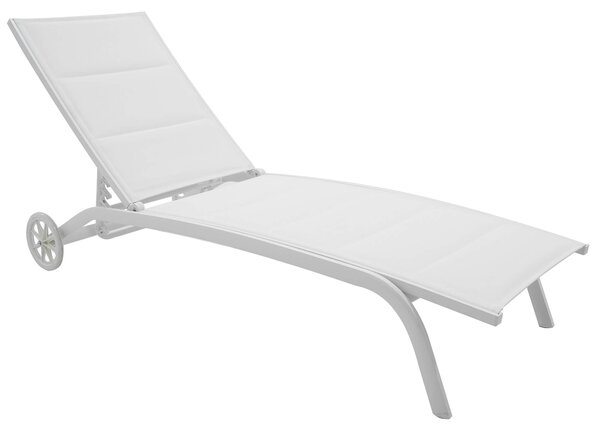 Lettino Prendisole da Giardino 190x30x62 cm in Alluminio e Textilene Milk Bianco