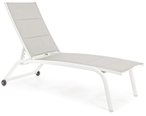 Lettino Prendisole da Giardino 61x192x105 cm con Ruote in Alluminio Bianco