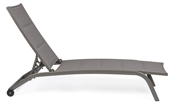 Lettino Prendisole da Giardino 61x192x96 cm con Ruote in Alluminio Tortora