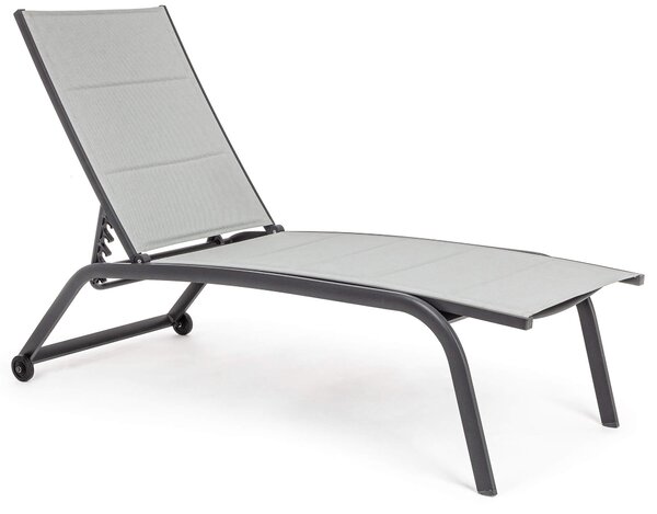 Lettino Prendisole da Giardino 61x192x105 cm con Ruote in Alluminio Antracite