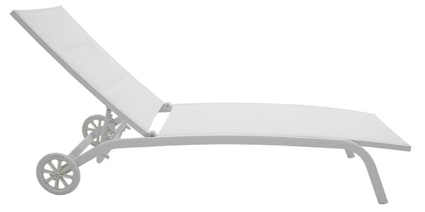 Lettino Prendisole da Giardino 190x30x62 cm in Alluminio e Textilene Milk Bianco