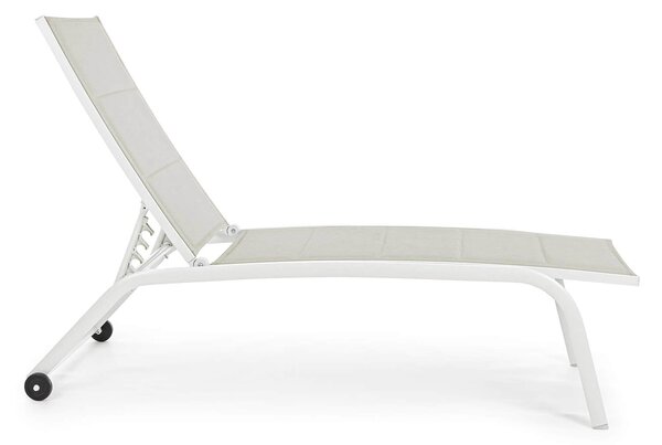 Lettino Prendisole da Giardino 61x192x105 cm con Ruote in Alluminio Bianco