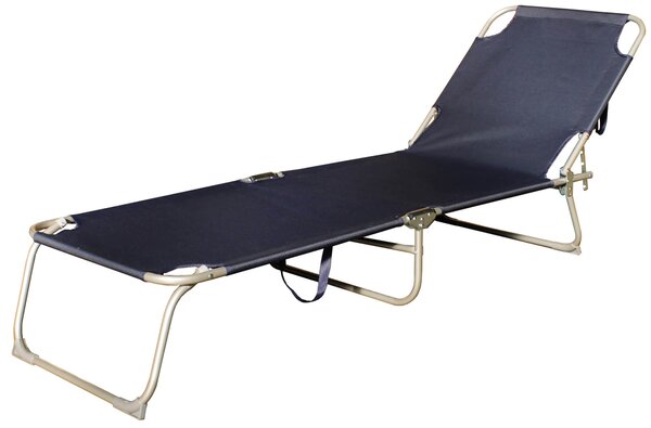 Set 4 Lettini Prendisole Pieghevoli 185x55x24 cm in Acciaio e Tessuto Oxford Blu