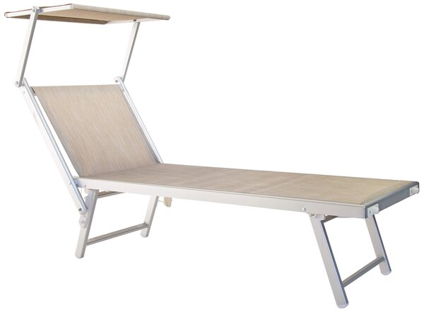 Set 2 Lettini Prendisole da Giardino 186x60x38 cm in Alluminio e Textilene Sabbia
