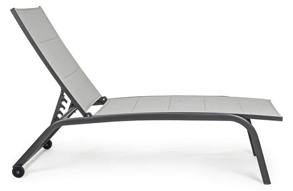 Lettino Prendisole da Giardino 61x192x105 cm con Ruote in Alluminio Antracite