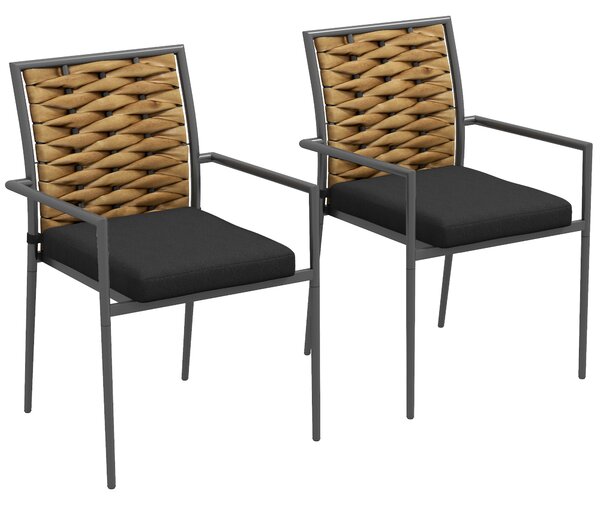 Outsunny Sedie da giardino Sedie outdoor Sedie per terrazza, resistenti alle intemperie, design moderno, 57 x 58 x 87cm, Marrone+Nero+Grigio | Aosom Italy
